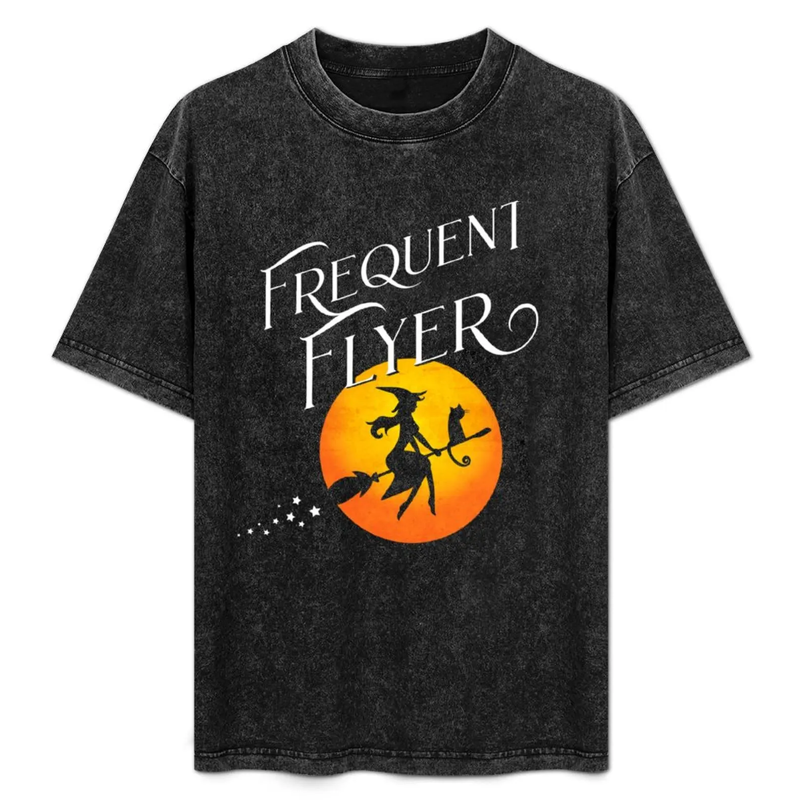 Frequent Flyer Funny Halloween Witch T-Shirt Stylish Print Short Sleeve Tee