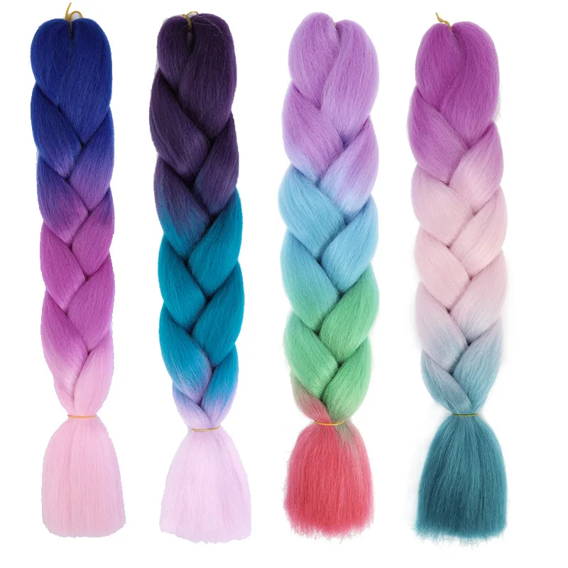 Extensões De Cabelo De Trança Jumbo Sintética Para Mulheres, Cabelo Falso Africano, Fibra De Alta Temperatura, 24 Polegadas