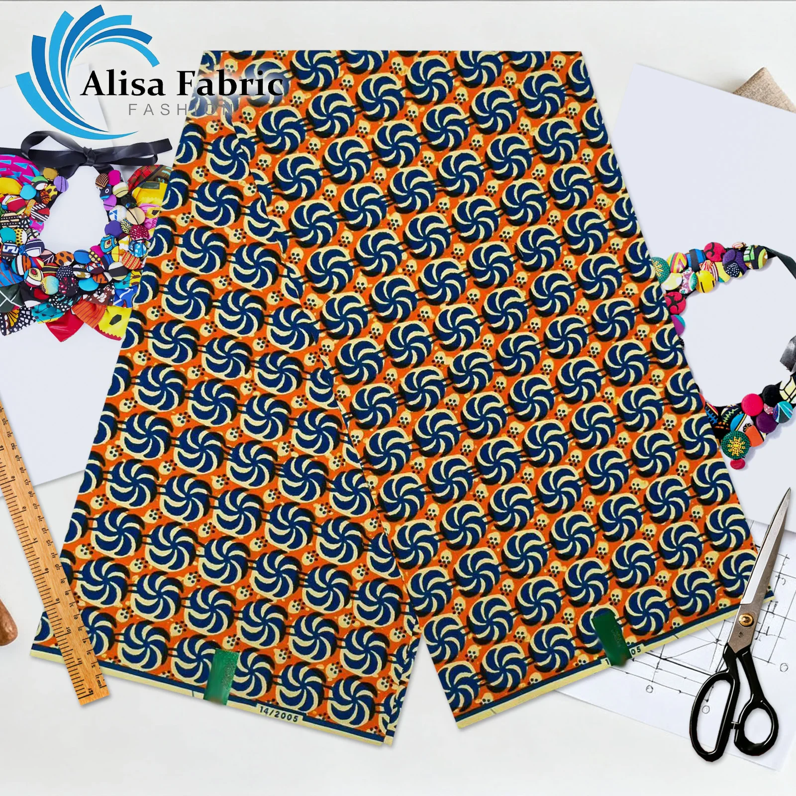 

2025 lastest African cotton fabric wax print high quality 6 yards 100% cotton nigerian fabric for wedding dresses