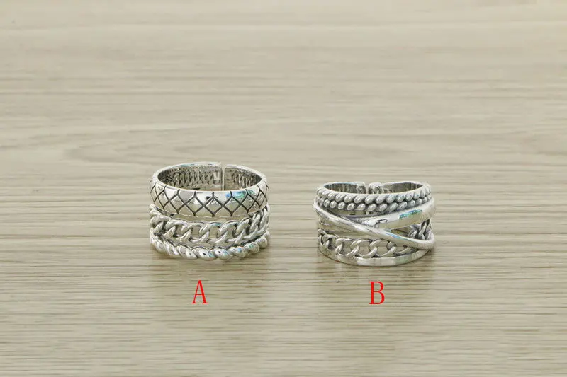 S925 Sterling Silver Ring Instagram Korean Edition Versatile Retro Worn Irregular Multi Layer Surrounding Line Index Finger Ring