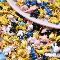 5/16Pcs Kawaii Sea Animal Tropical Fish Dolphin Charms Making Enamel DIY Cute Cartoon Rabbit Dinosaur Pendant Jewelry Ornament