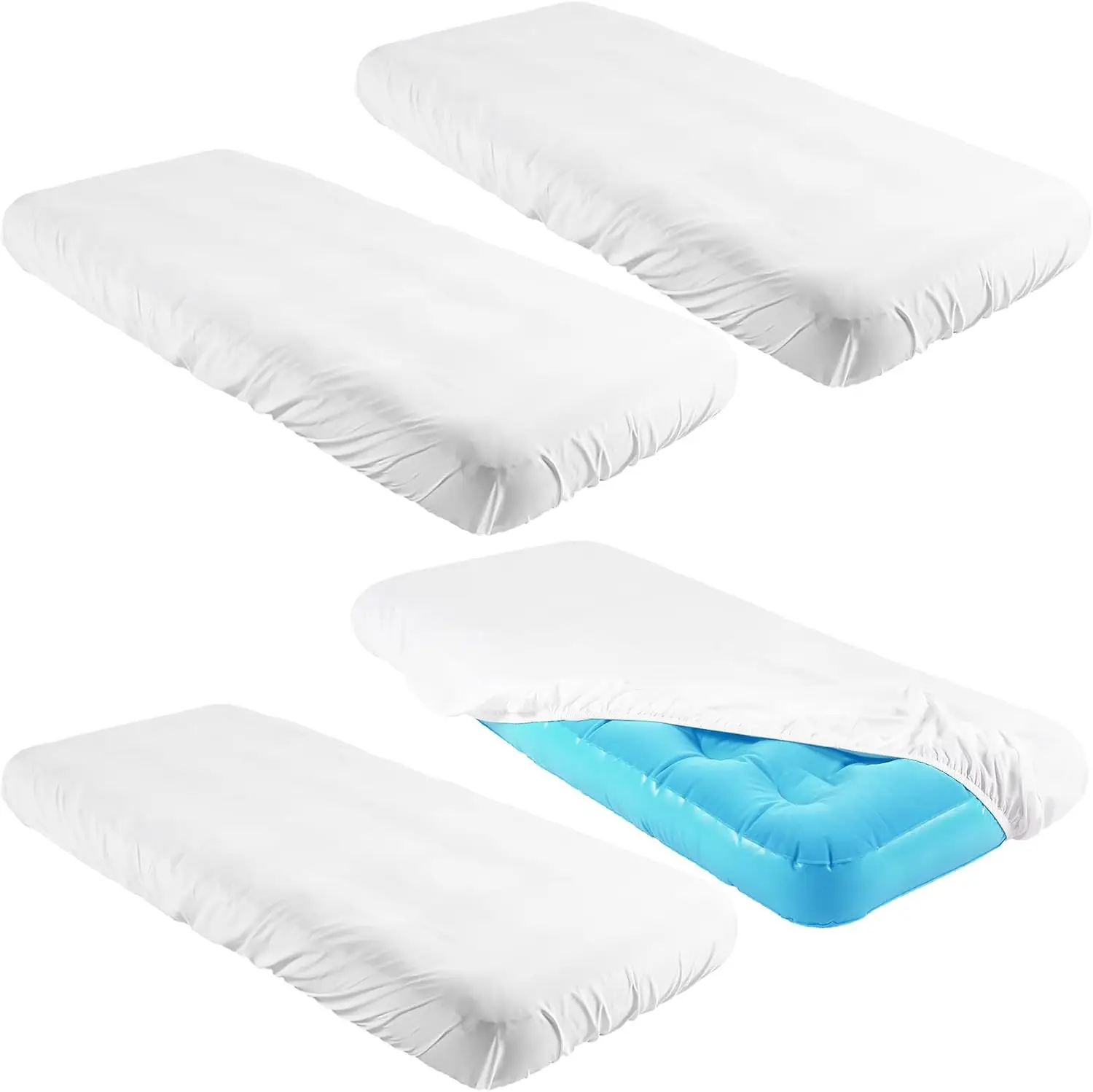 

Kids Air Mattress Fitted Sheets, 4-Pack White Microfiber for Sleepover Travel Camping
