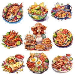 Stickers Watercolor Mexican cuisine Stickers Crafts And Scrapbooking stickers toys book Decorative DIY Stationery waterproof