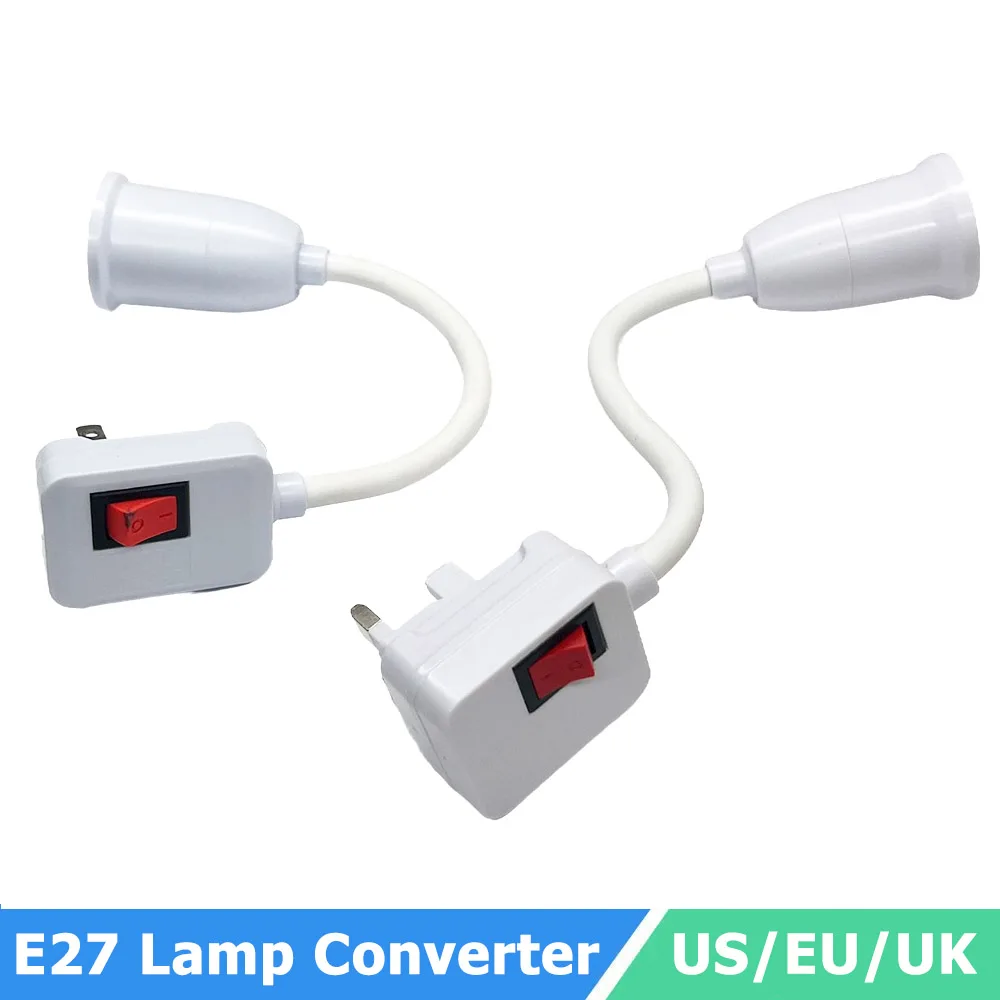 

2​pcs E27 LED Bulb Socket US/UK/EU Plug Lamp Adapter 110V 220V Flexible Bend LED Bulb Holder Screw Base LED Lamp With Switch