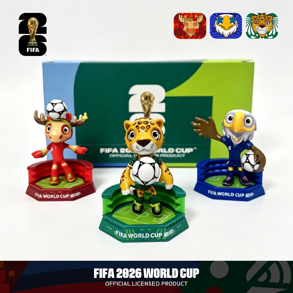 Set Coleccionable de 3 Piezas de la Mascota Oficial de la Copa Mundial FIFA 2026, Recuerdo para Fanáticos - Maple, Zayu y Clutch / 6cm/2.36in 6QCA