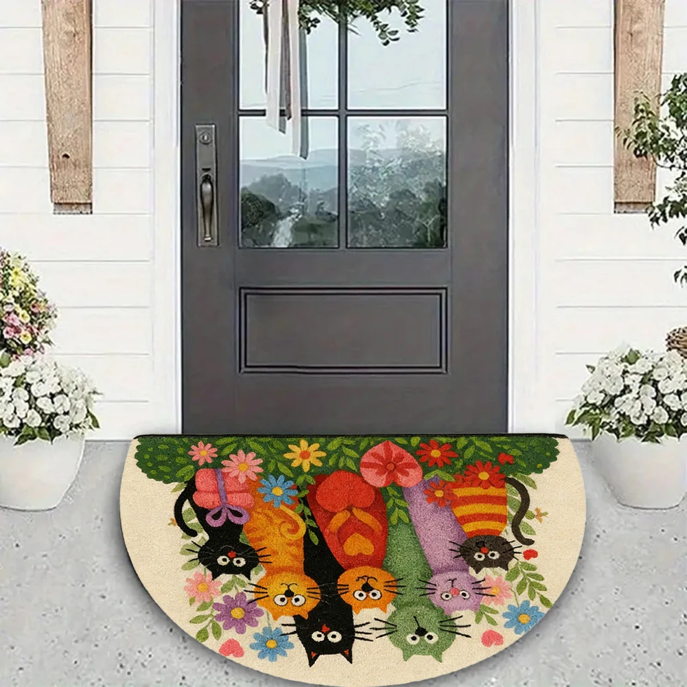 2026 New Cute Cat Anti-Slip Entrance Mat Dirt Resistant Floor Carpet For Home Garden Patio Easy Clean Safe Door Rug 40x60cm