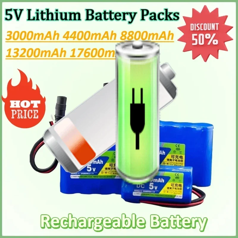 

5V Lithium Battery Rechargeable Single Chip Microcomputer for Bluetooth Speaker LED Lamp USB Fan Replacement Battery Packs