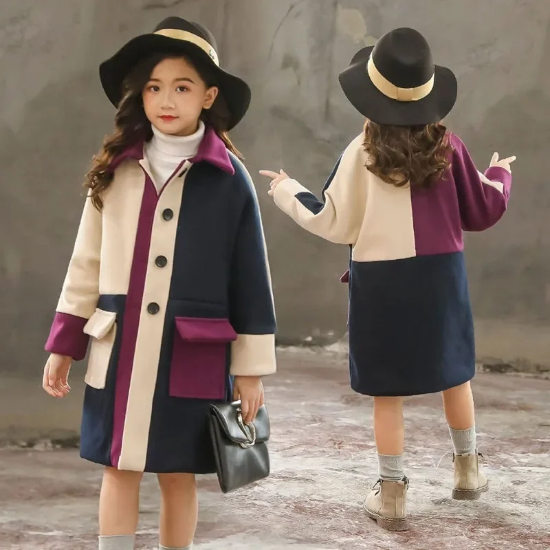 Girls Jacket Autumn Winter Jackets For Girls Wool Coats Fashion Children Clothing Girls Outerwear Coat 4 6 8 10 12 13 Years