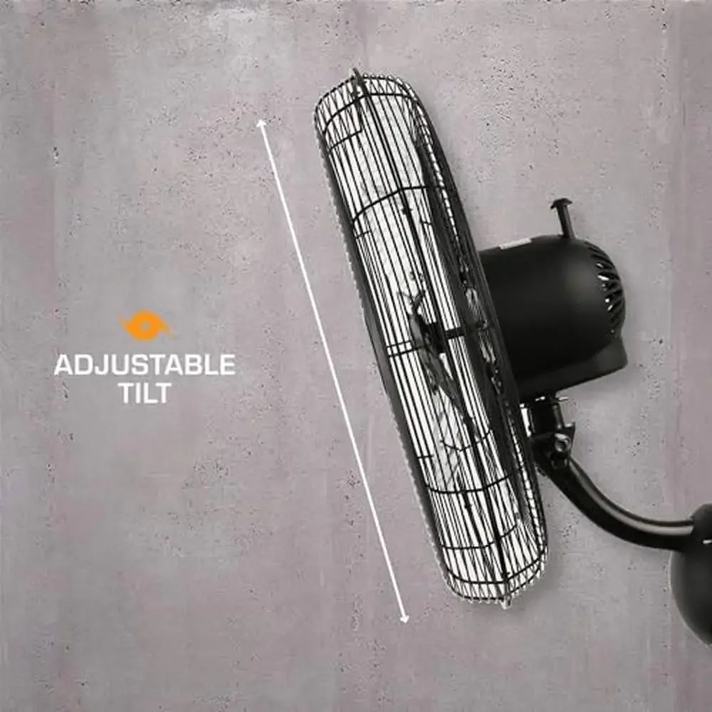 20-дюймовый высокоскоростной осциллирующий металлический настенный вентилятор, 4500 куб. футов в минуту, 1450 об/мин, 3-скоростной поток воздуха, регулируемый наклон, гаражная мастерская, тренажерный зал, дом