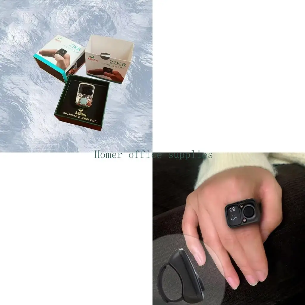 

K43B Счетчик пальцев Светящееся кольцо на палец Электрический цифровой дисплей Счетчик стежков Маркер Швейное плетение Будды о