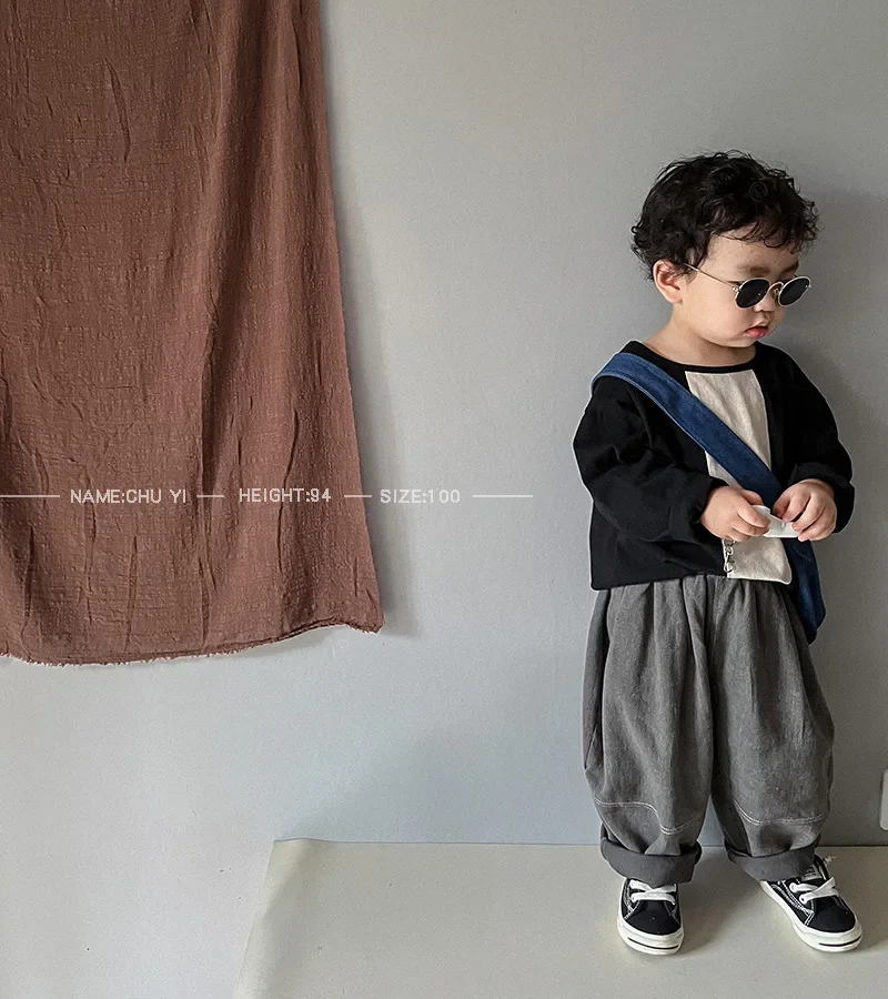 Kinderhosen für Frühling und Herbst, neue, lässige, lockere Jungenhosen mit weitem Bein, Haremshosen, 1-7 Jahre, Kinderhosen, Jungenkleidung – Detail 2