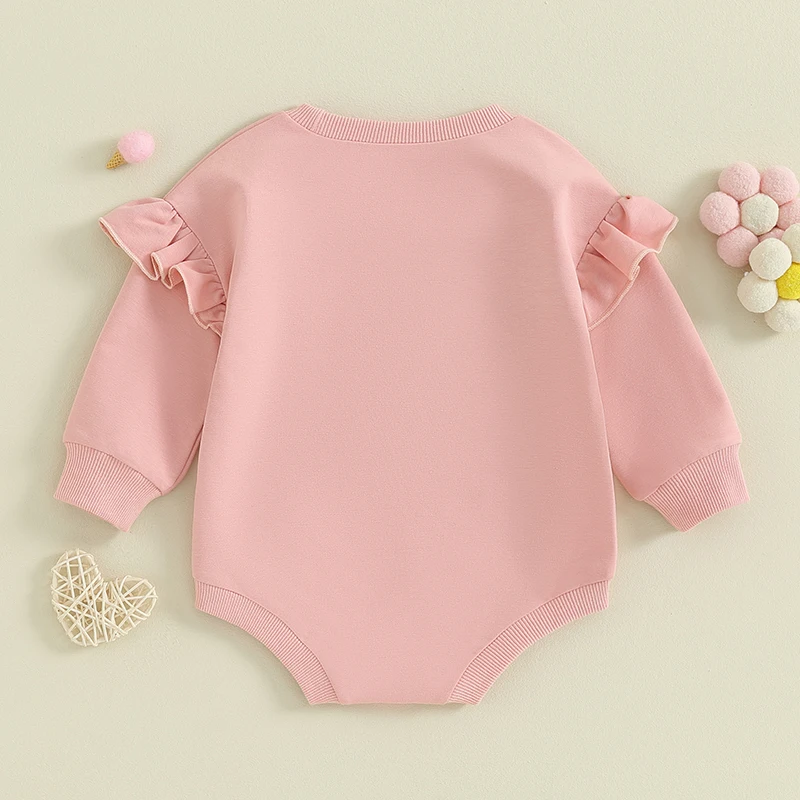 2023-10-05 Lioraitiin 0-18M Daddys Girls Newborn Baby Clothes Ruffle Long Sleeve Sweatshirt Bodysuit Infant Baby Girl Outfits