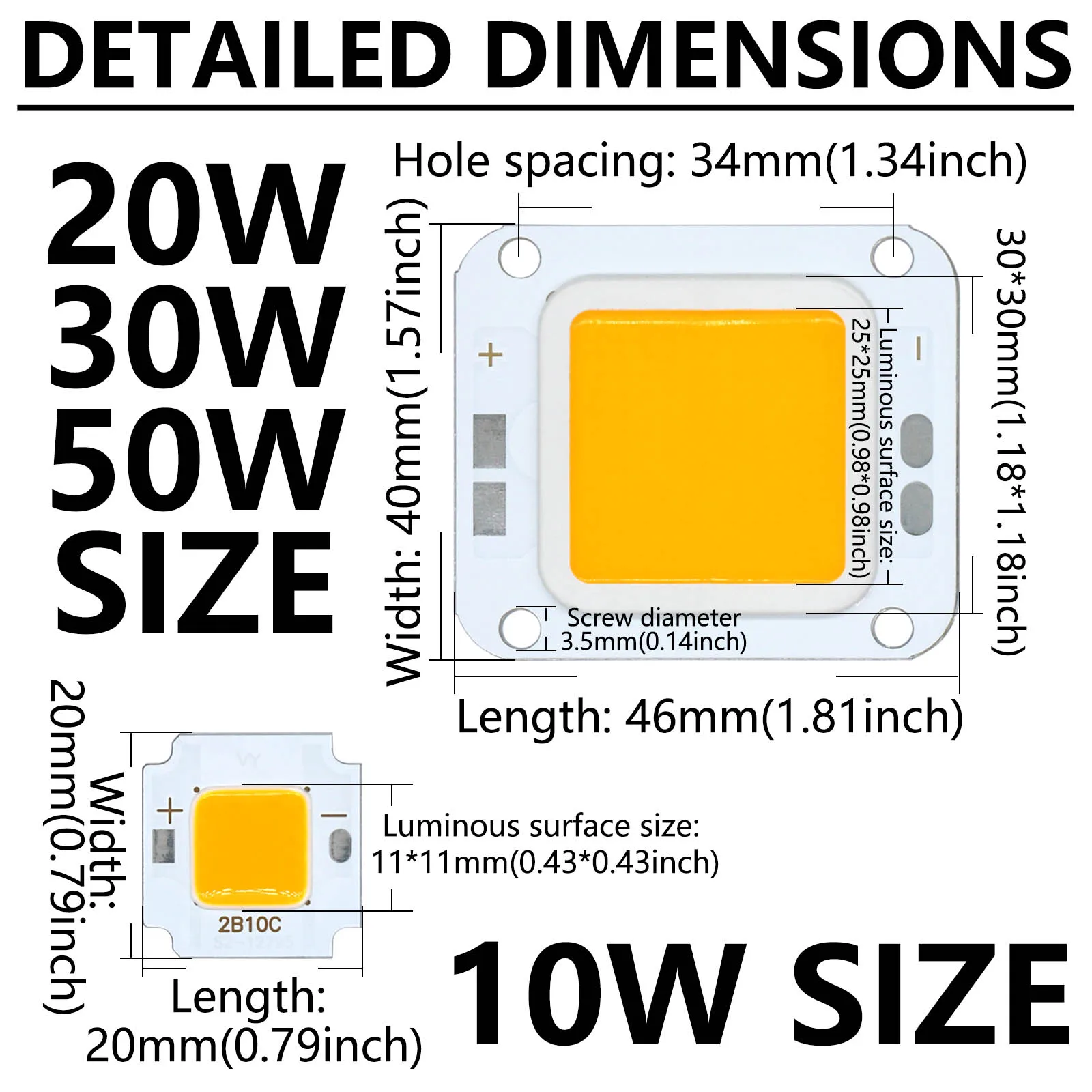 High Power 10W 20W 30W 50W LED COB Flip Chip DC30-32V SMD Dioden Rot Grün blau Gelb DIY Für Flutlicht Suchscheinwerfer Scheinwerfer