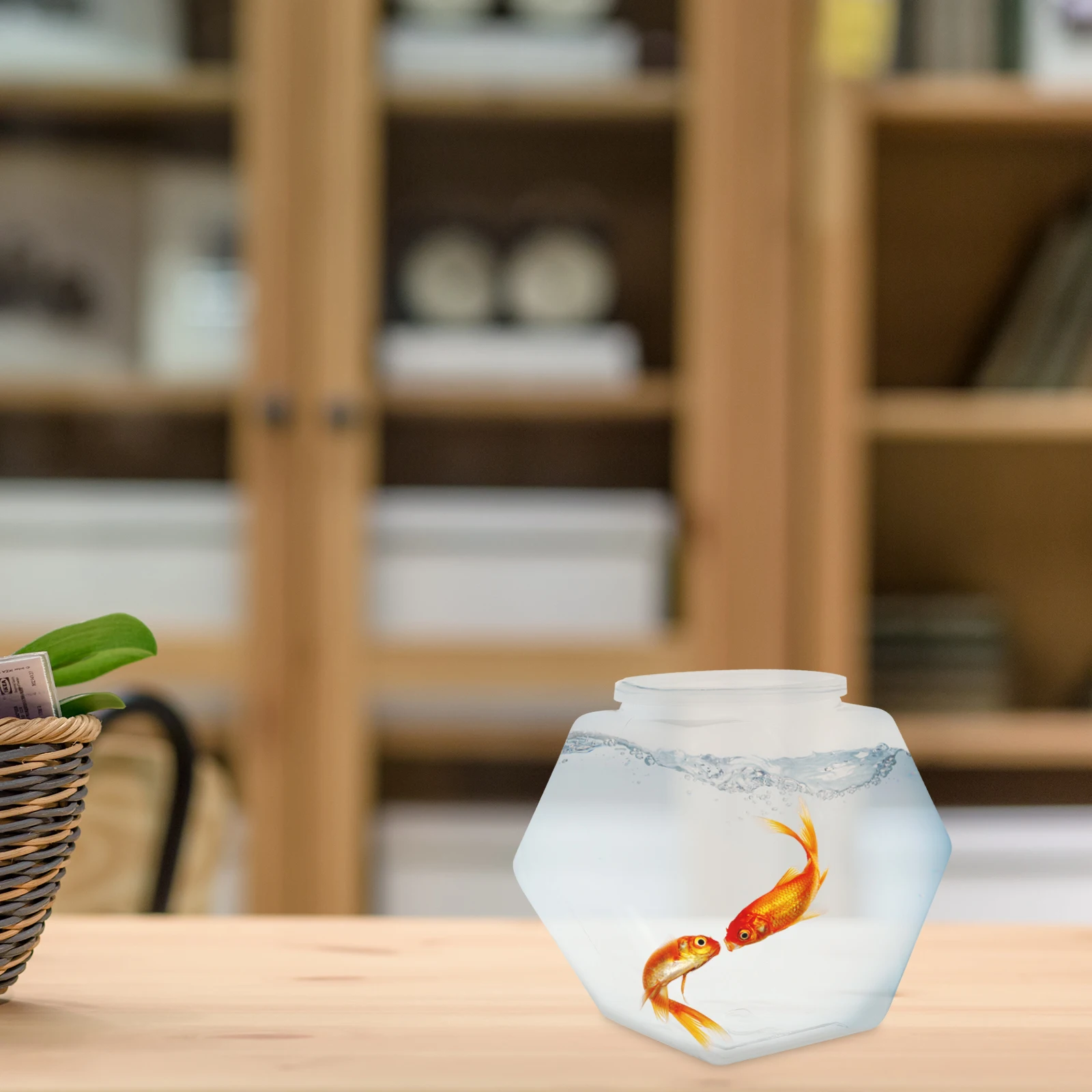 

2pcs Plastic Bowl For Clear Viewing Shatterproof Desktop Small Aquarium Transparent Tank Office Home Decor Betta Bowl Portable