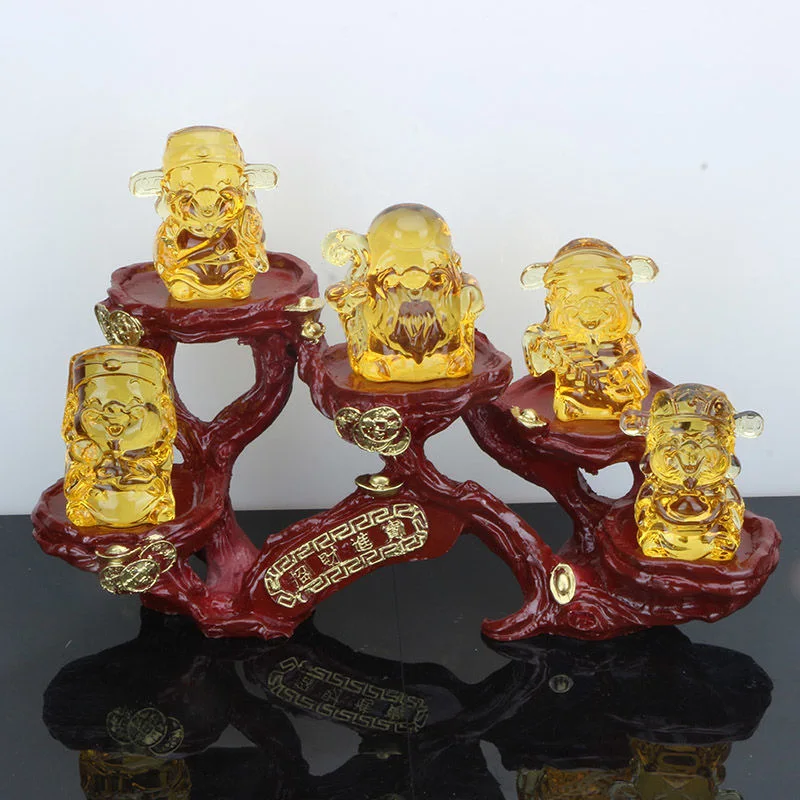 Handmade Crystal Mascot God of Wealth Ornament Home/Living Room Decoration,Glass Fortune God Crafts Car Interior Decor Feng Shui