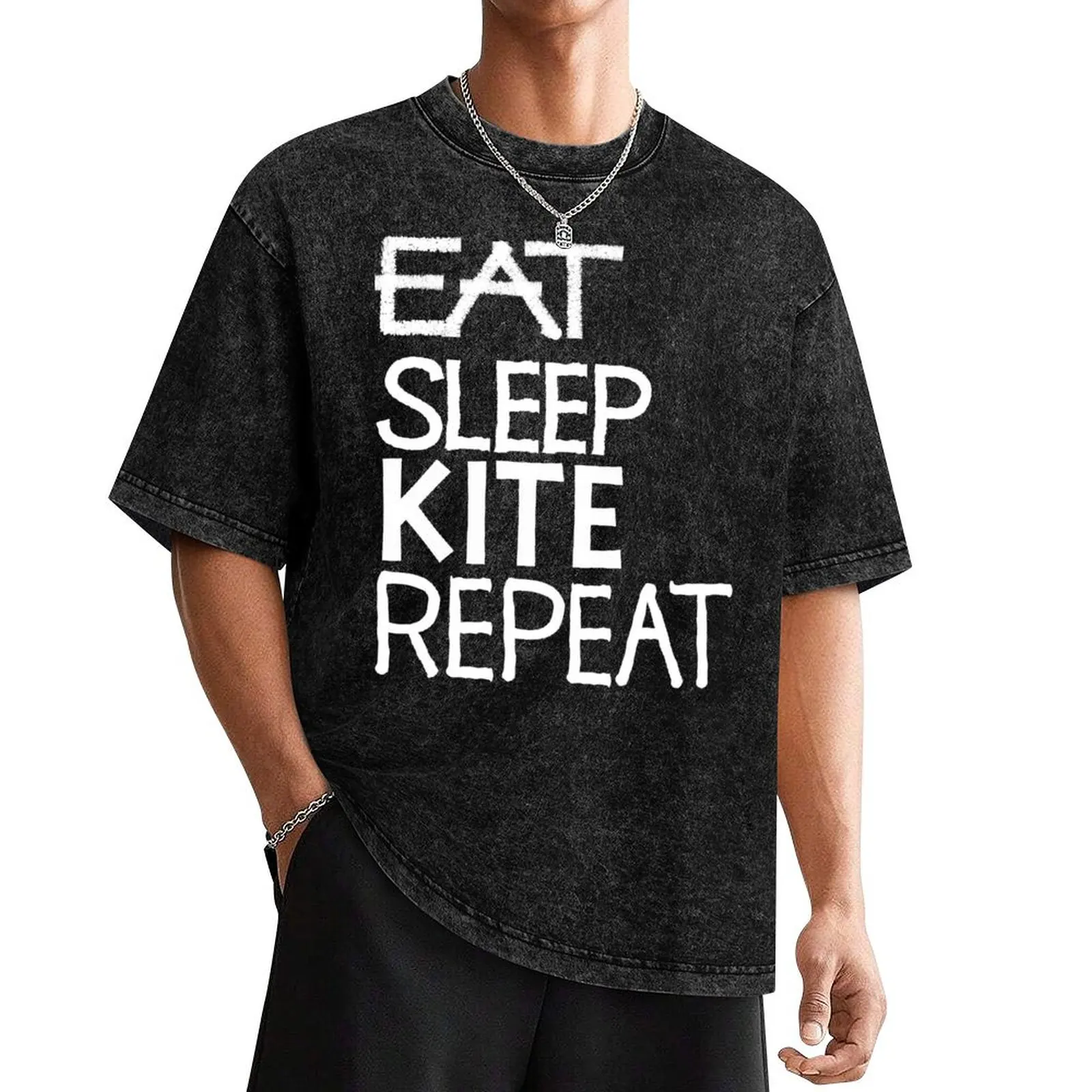 Eat sleep kite repeat T-Shirt graphics tops blacks anime tshirt mens graphic t-shirts hip hop