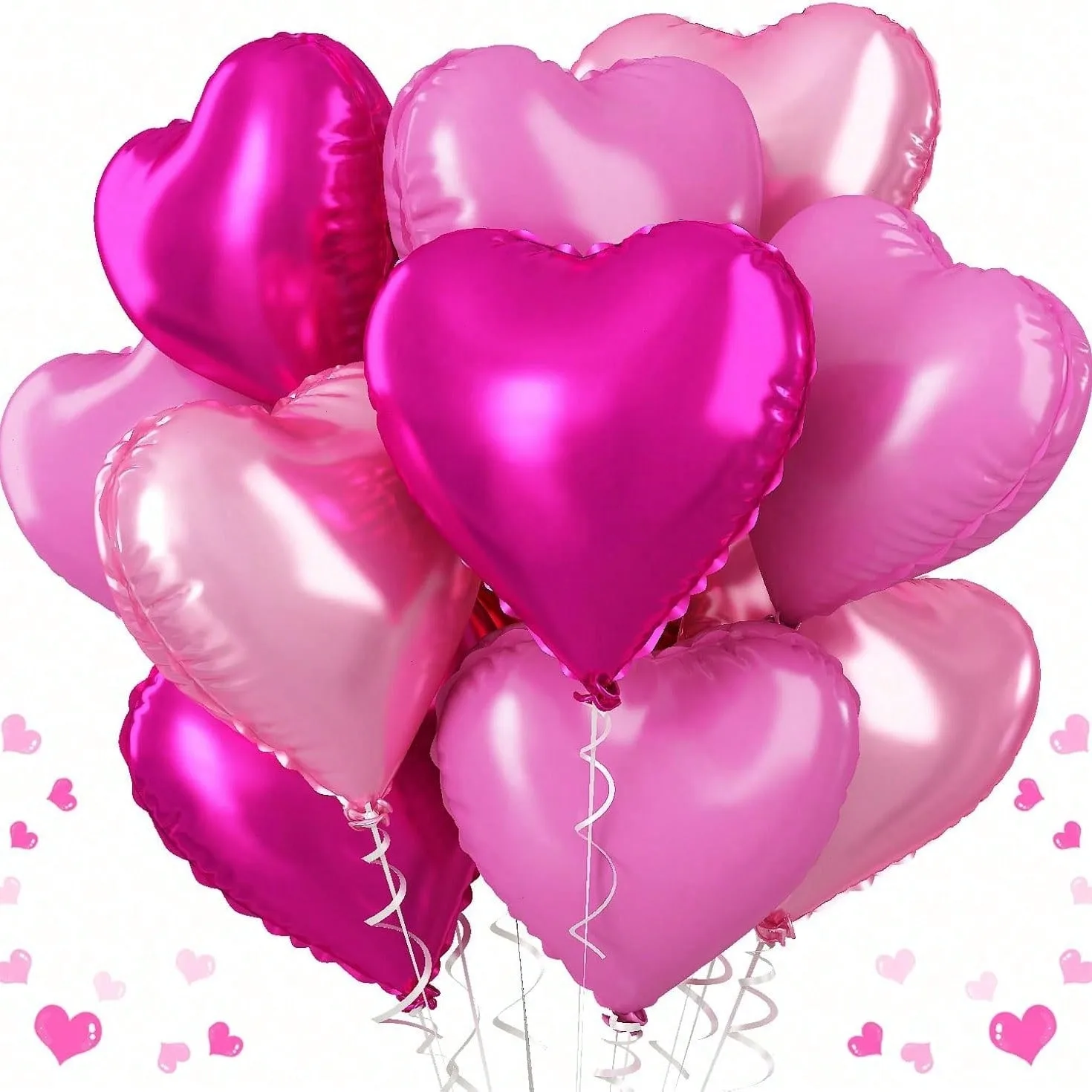 Hot Pink Heart Foil Balloons Magenta Light Pink Heart‑Shaped Balloons for Valentine Wedding Birthday Party Anniversary Decor view 6