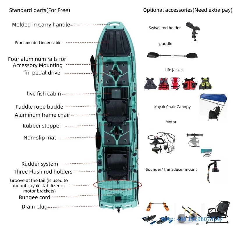 

2025 New Modular Fin Pedal Sea Fishing Kayak with Live Fish Storage for Two Person Use Door to Door Transportation