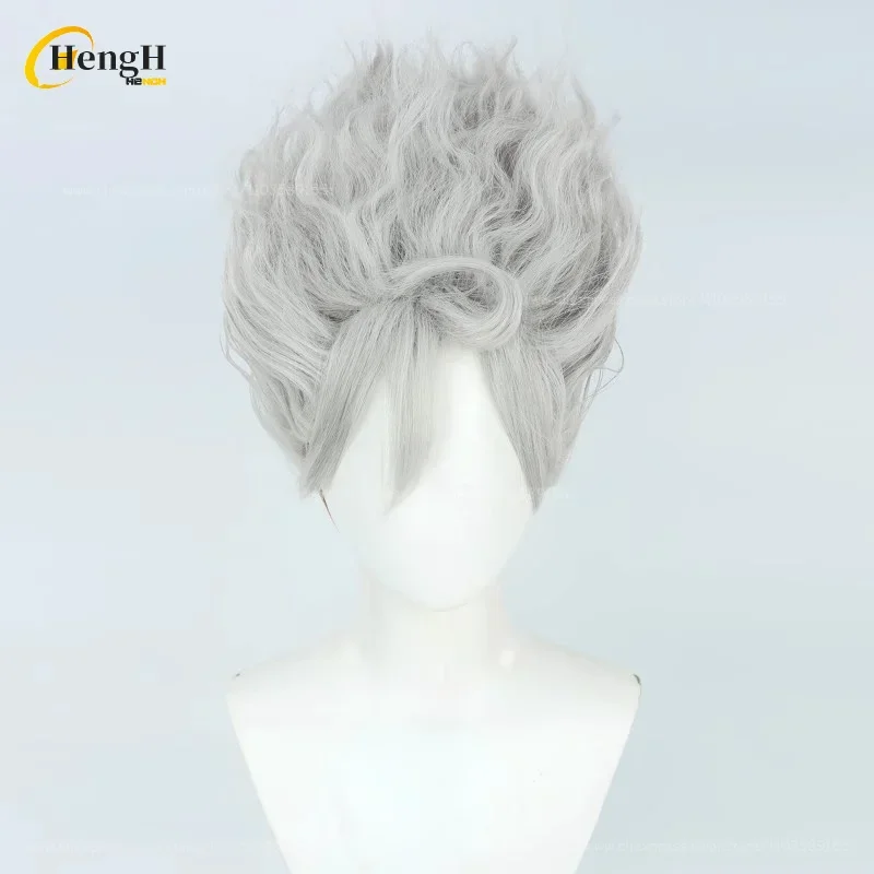 Anime Monkey D Luffy Synthetic Unisex 35cm Silver Curly Hair Cosplay Wig Heat Resistant Hair Halloween Party Wigs + Free Wig Cap