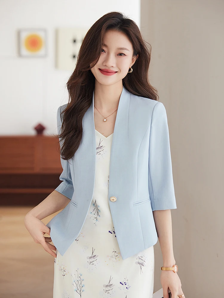 

Slim Fit Women's Jacket Sleeveless Thin Summer Professional Dress Suit Career Style Fashionable Small Size Dress Set