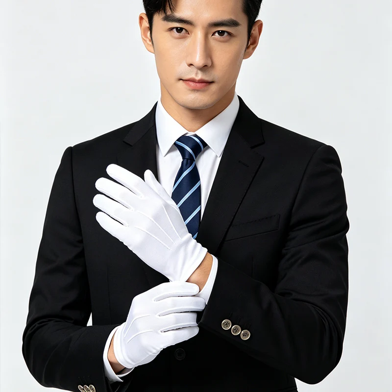 Summer Three Tendon Spandex White Gloves for Men and Women, Short and Thin, Breathable, Ceremonial, Command, Emcee, Driving Gloves
