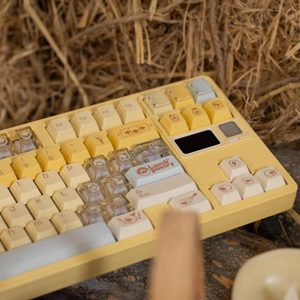 

Lamb Pastry Theme Keycap Set 195Keys PBT/PC Custom Keyboard Cap Cherry Profile KeyCap for Mechanical Keyboard Accessories Gifts