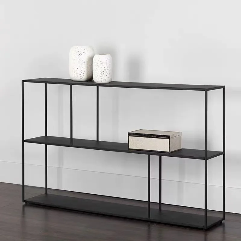 Factory custom wrought iron shelves, simple modern living room creative small floor bookshelf, Nordic floor entrance cabinet