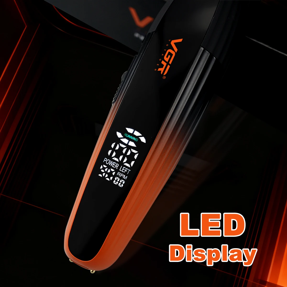 VGR V-889T المهنية المتقلب DLC شفرة 9000 دورة في الدقيقة مع قاعدة شاحن كامل معدن LED عرض الرجال مقص الشعر آلة التشطيب