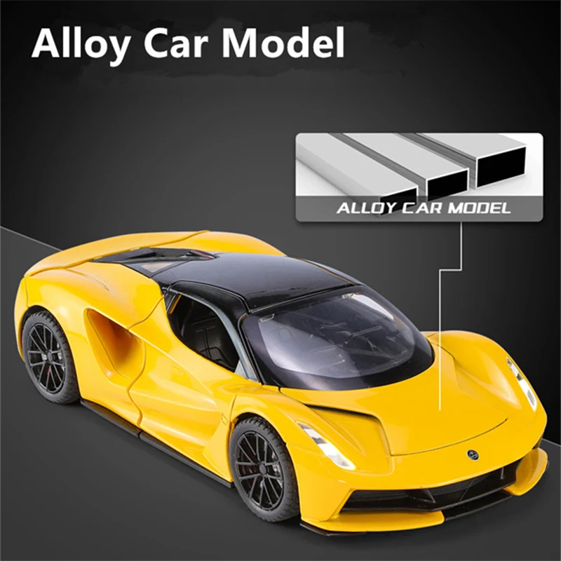 1:32 Lotus EVIJA Alloy Pure Electric Sports Car Model Diecasts Metal Super Race Car Vehicles Model Sound and Light Kids Toy Gift