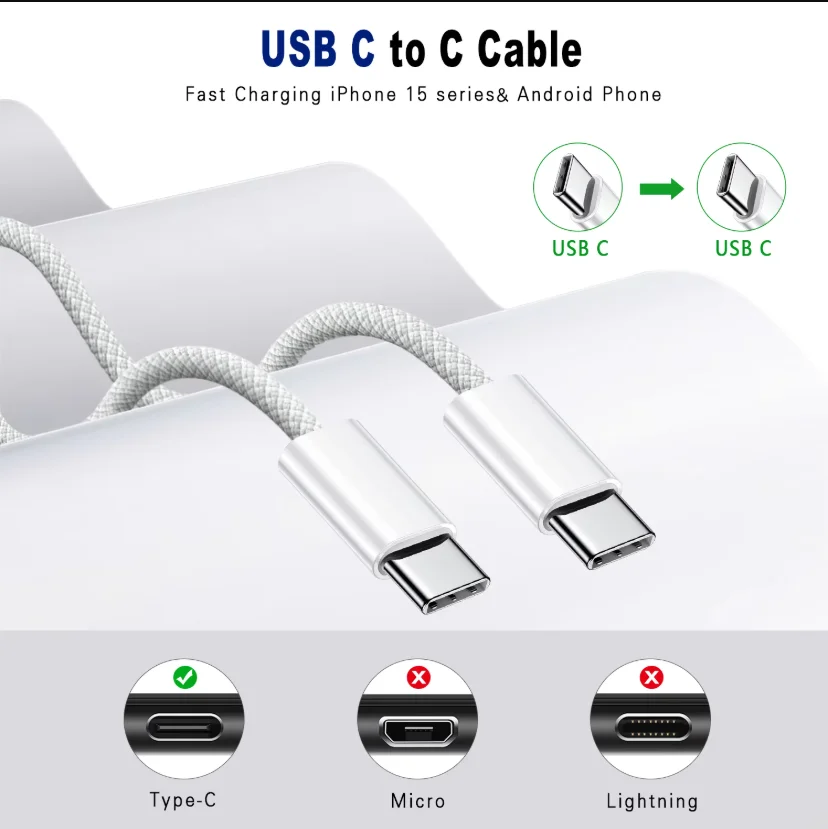 For PD 35W Fast Quick Charger USB Type C For iPhone 15 14 13 12 11 Pro Max Mini Plus XR XS Charging Data Cable Accessories