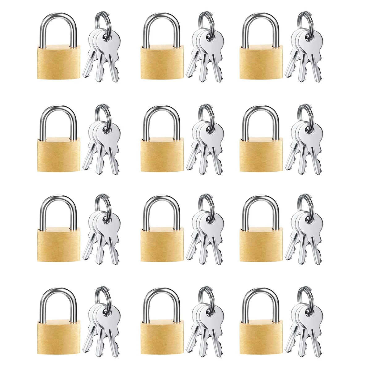 

12 Pack Mini Padlock Small Padlock Solid Brass Locks with 3 Key for Luggage Lock,Backpack,Gym Locker Lock,Suitcase Lock