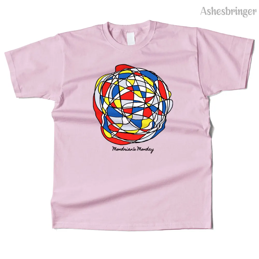 Mens Cotton Mondrian's Monday Graphic High Quality T Shirt Street Casual Style Tee for Men and Women