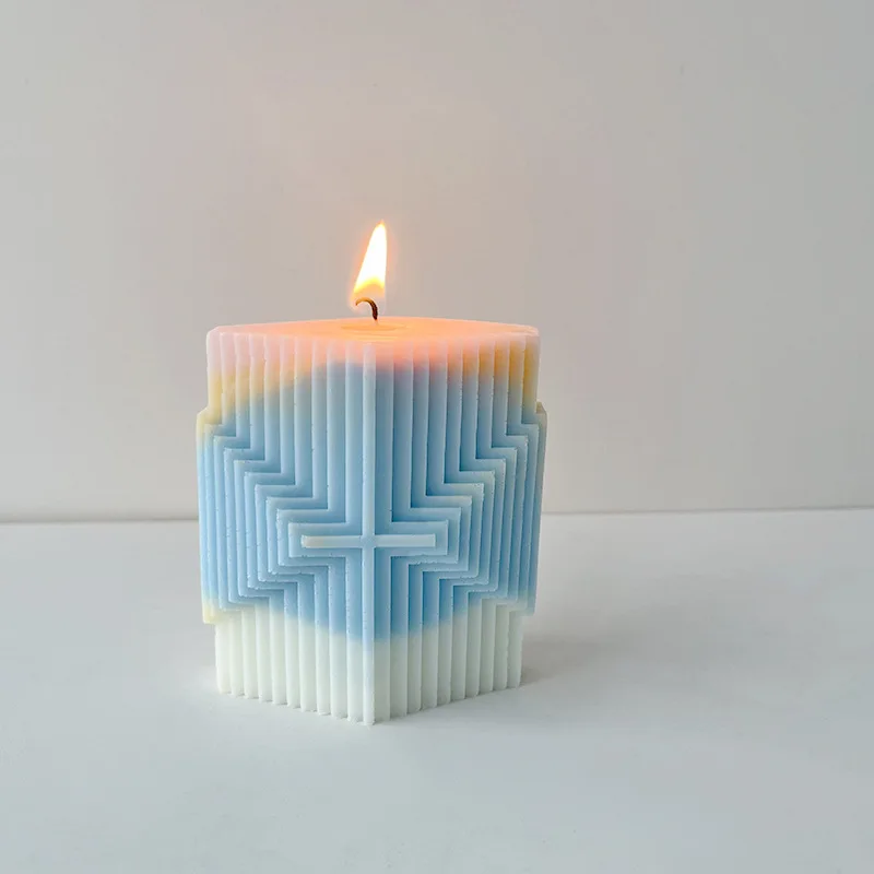 3D Geometric Stripe Cylinder  Column Candle Mold DIY Handmade Mold Homemade Handmade Soap Mould