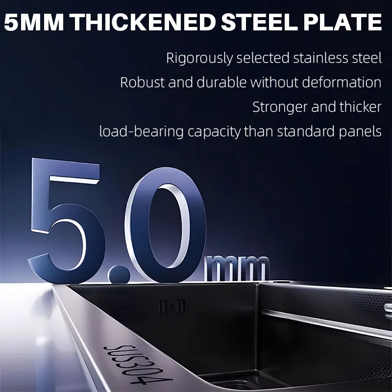 Large-capacity Stainless Steel Kitchen Sink in 304 Grade Slag Collection Net Intelligent Digital Display Cup Washer view 2