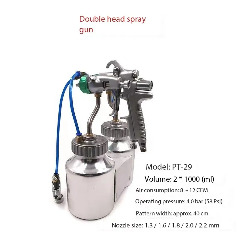 Chrome Silver Mirror Chrome Paint Gun Air Car Painting Spray Double Head High atomization High Pressure Painting Spray Gun