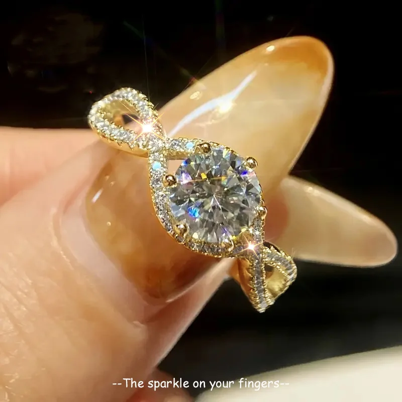 

Ehhai GRA Certified Sparkling Moissanite Ring for Women 925 Sterling Silver Classic Twist Wedding Engagement Rings Jewelry Gifts