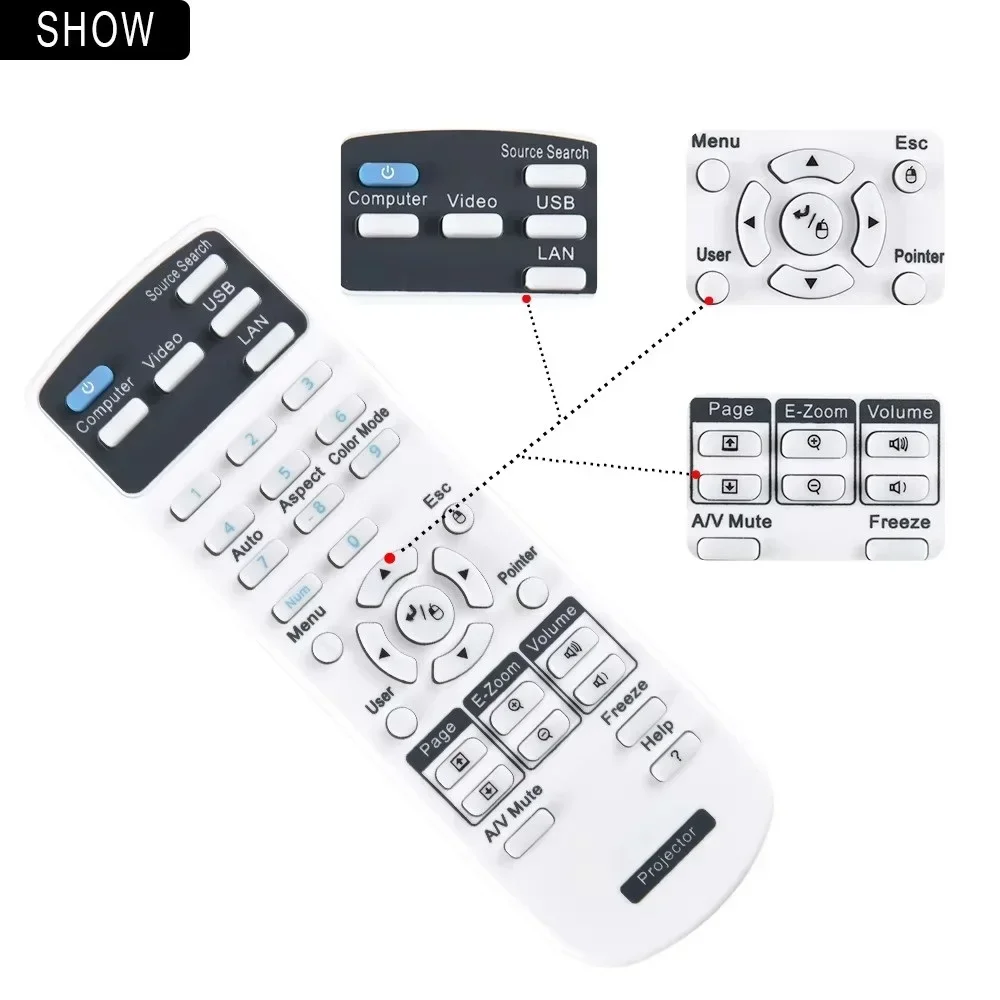 YP New Projector Remote Control   for Epson Set Suitable Proformance Stable CB-S03/W03W15/X17/CB-1985WU Controle Remoto NEW ABS