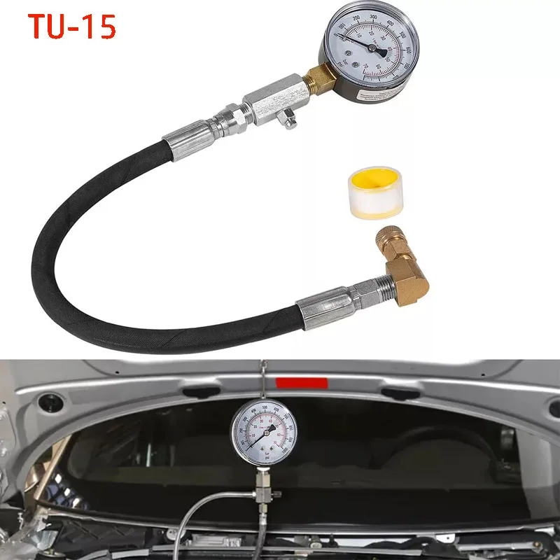 TU-15 Diesel Compression Tester Guage Cylinder Pressure Test Tool Gauge Deflator Fits For Most Diesel Cars and Trucks