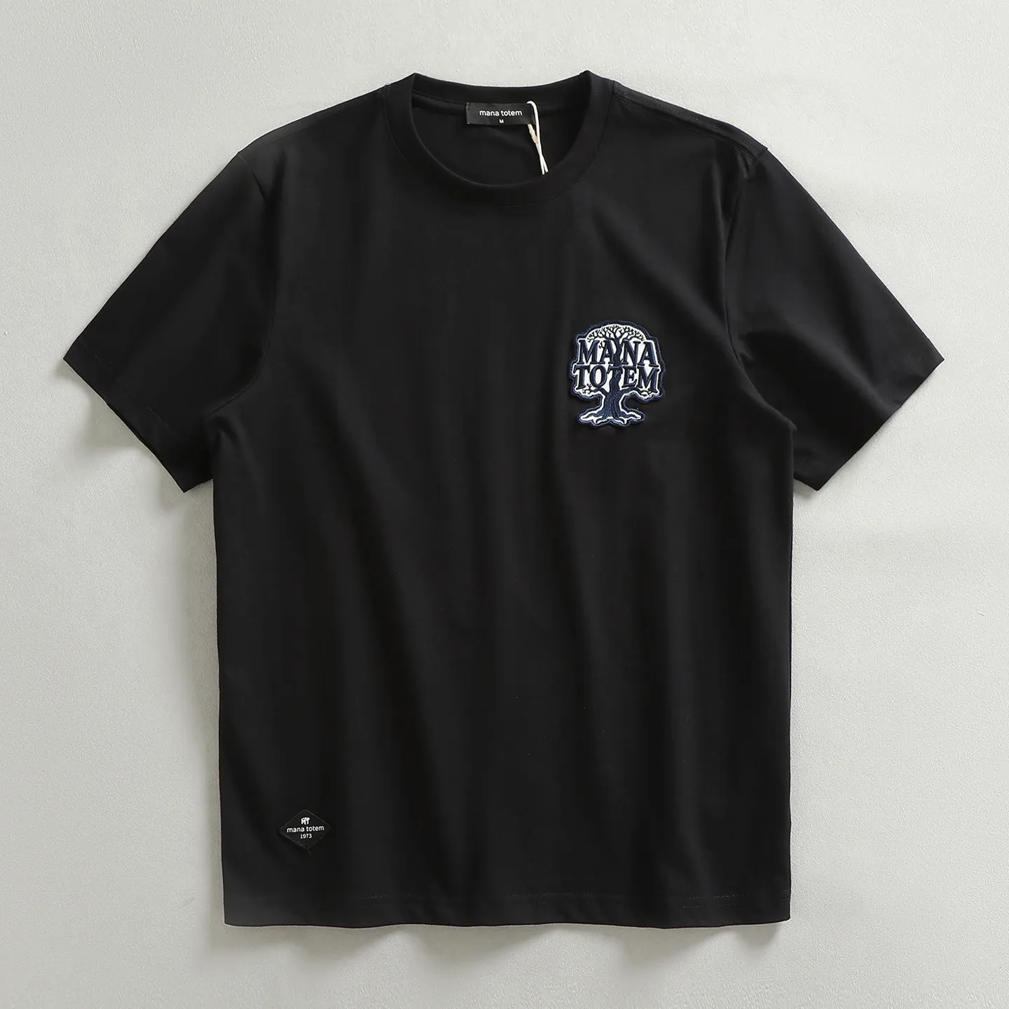 100% cotton letter embroidered micro seal short-sleeved T-shirt for men, comfortable and versatile half-sleeved T-shirt