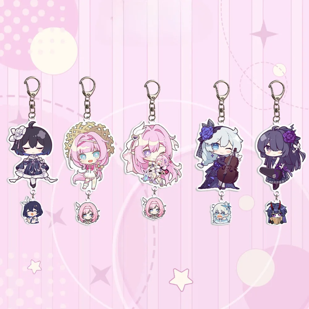 Hot Game Honkai Impact 3rd Anime Figures Bronya Zaychik Elysia Raiden Mei Acrylic Keychain Bag Pendant Keyring Accessories Gift