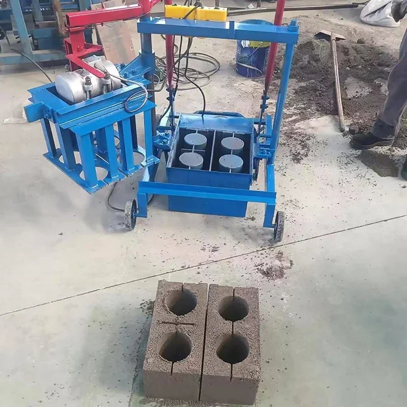 Mobile hollow brick machine, small round hole square hole porous block brick machine, spot portable fly ash egg laying brick mac