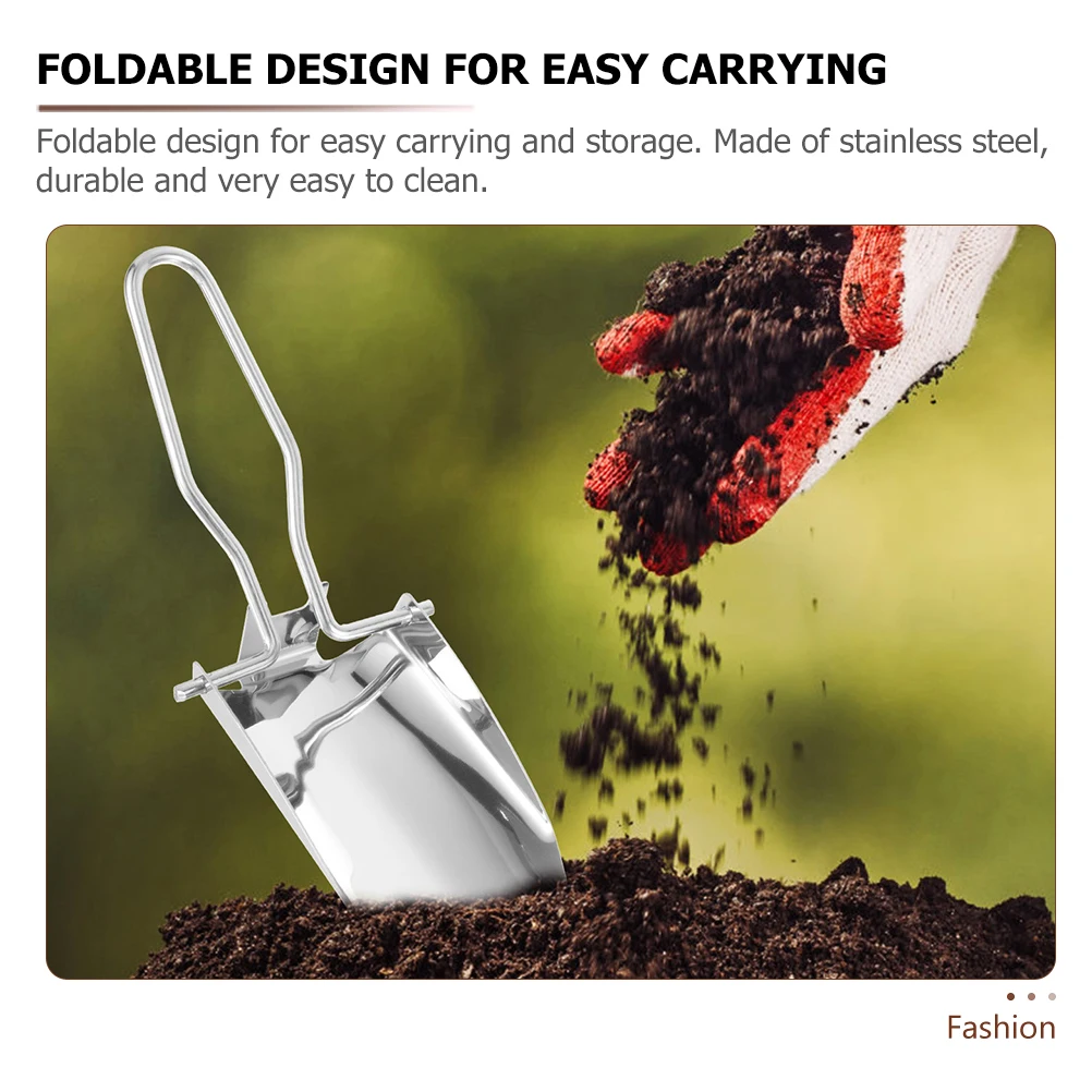 

Shovel Folding Mini Garden Trowel Trenching Tool Multifunction Silver Camping Outdoor Portable
