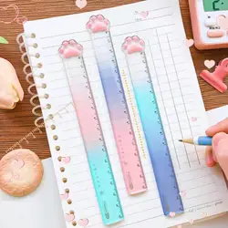 Cute Cat Paw Plastic Straight Rulers Kawaii School Office Supplies Planner Accessories Student Prize Drawing tools