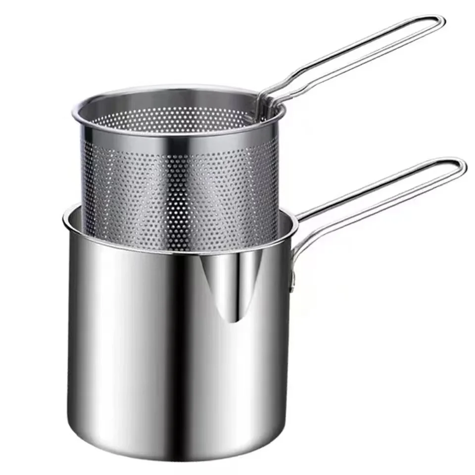 Kitchen Specific Frying Chicken And Other Cooking Tools Stainless Steel Deep Fryer With Frying Basket Multifunctional Small Pot