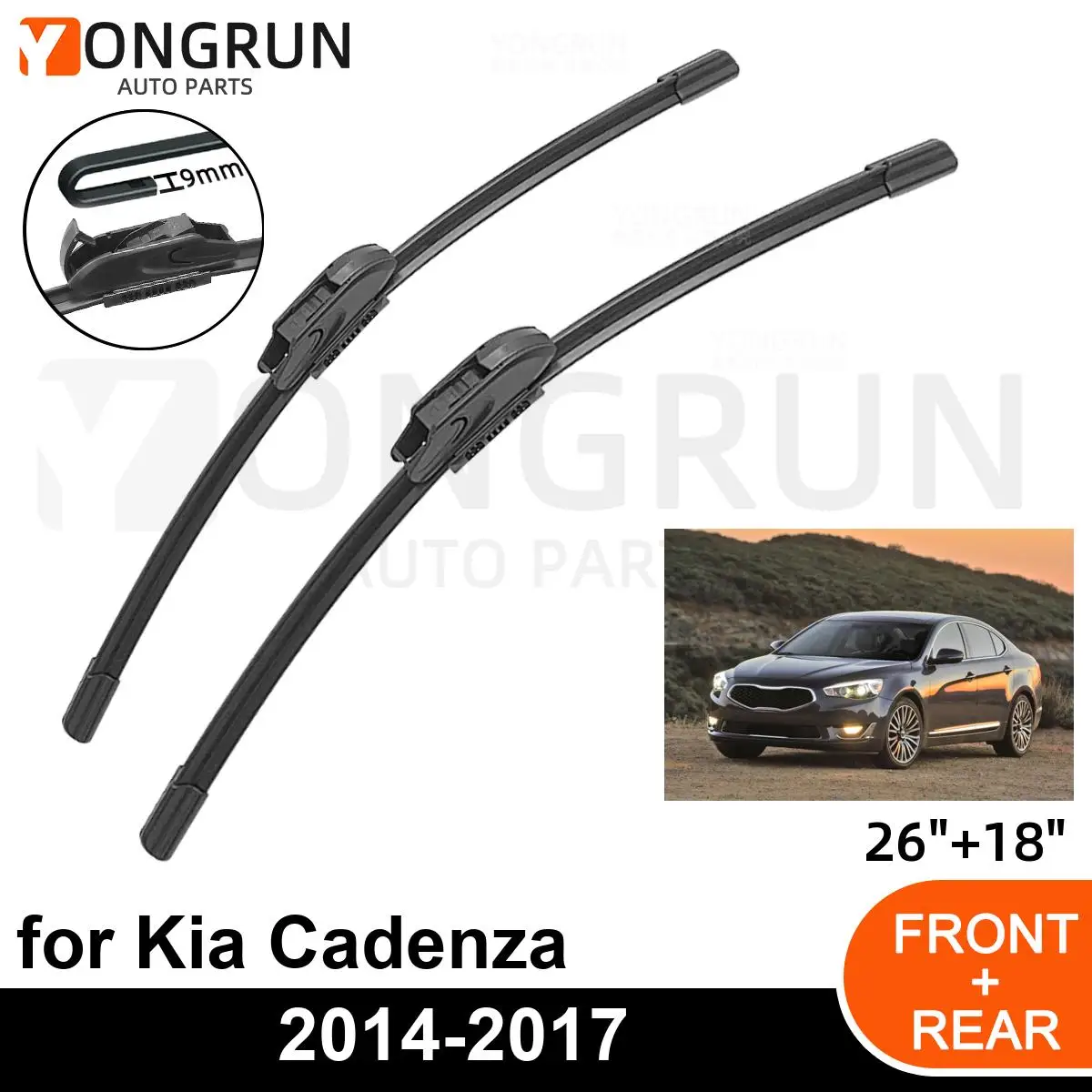 

Car Front Windshield Wipers For Kia Cadenza 2014-2017 Wiper Blade Rubber 26"+18" Car Windshield Windscreen Accessories