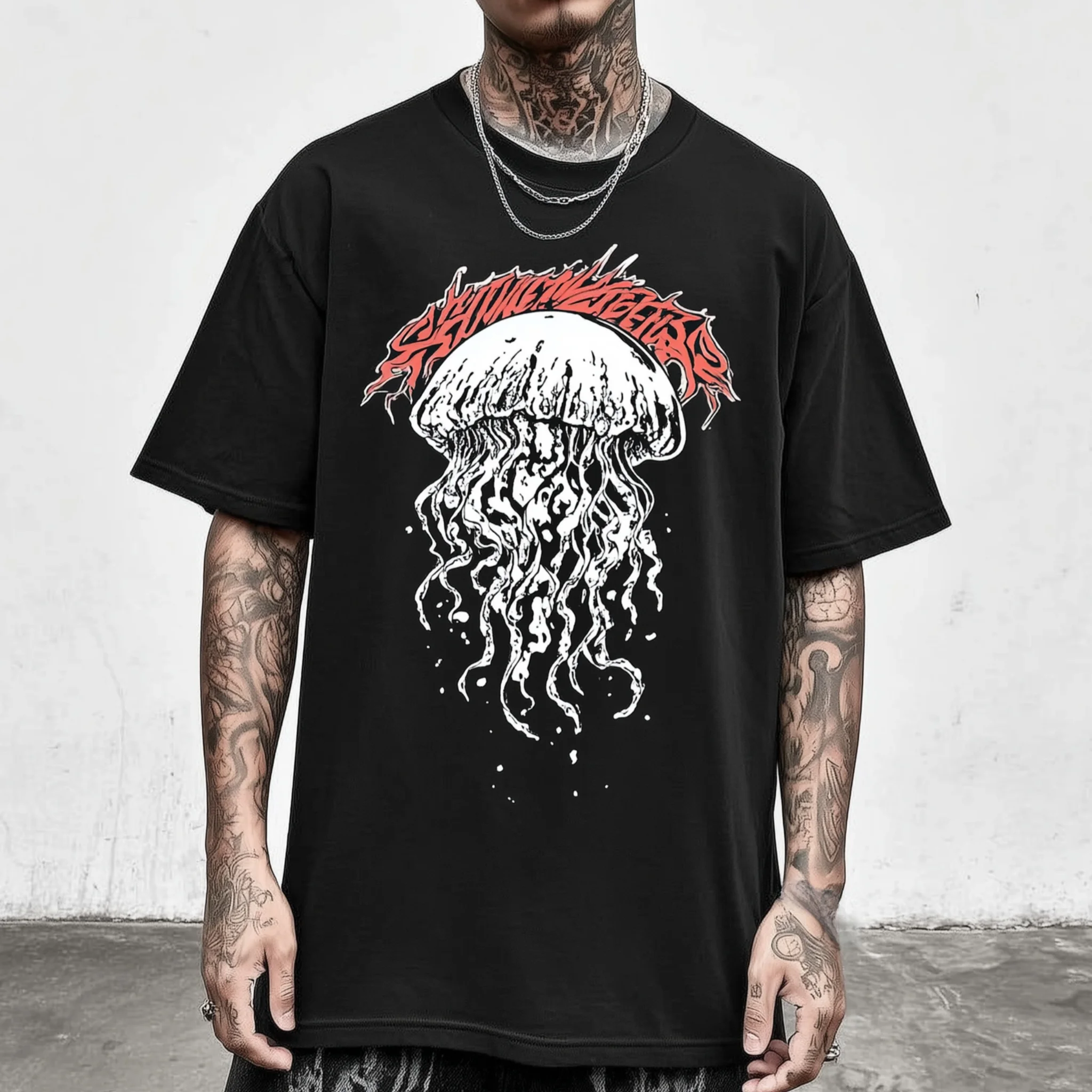 

Teevo Men's Short Sleeve T-Shirt Jellyfish Graphic Print Casual Streetwear Daily Wear