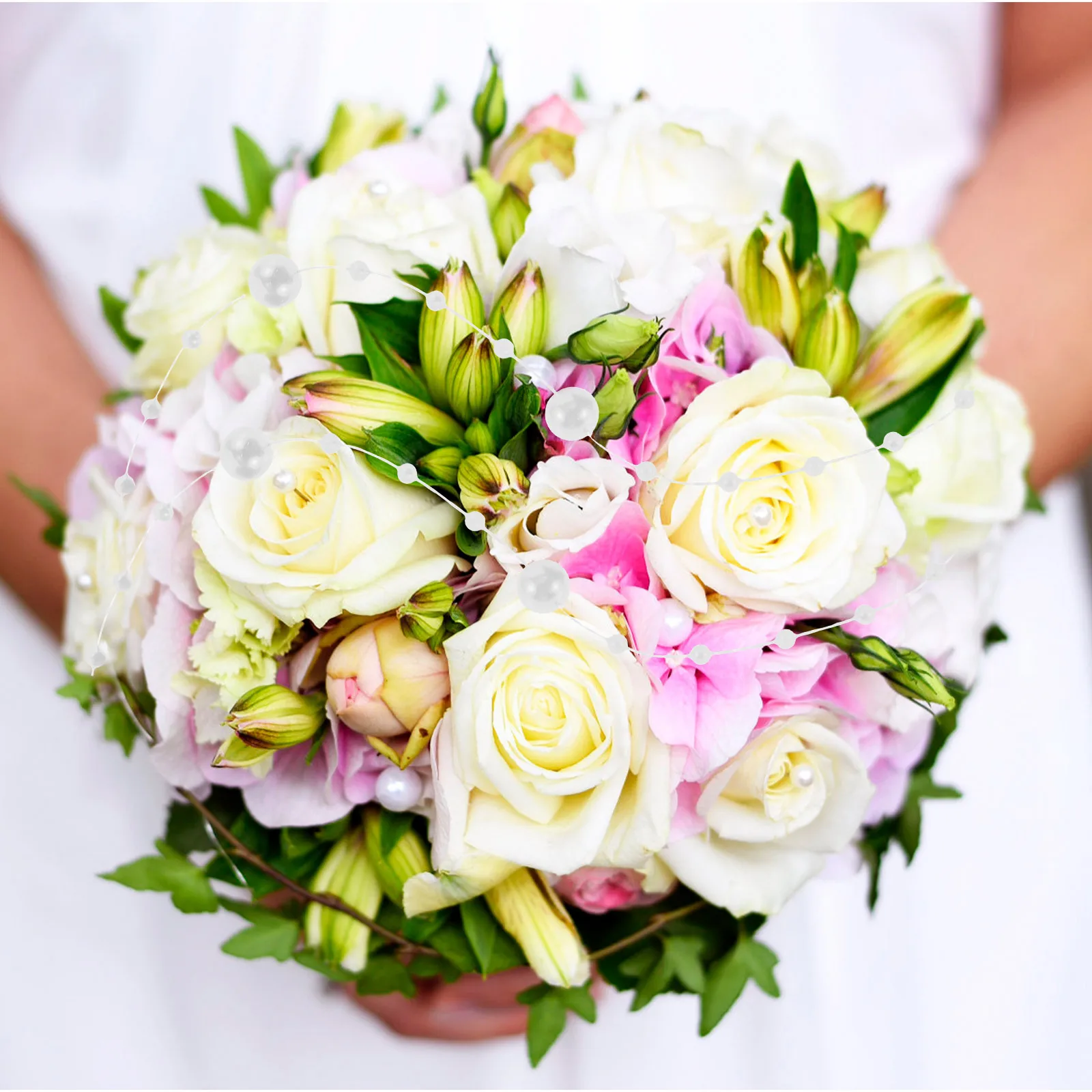 

1 Roll Artificial Pearl Beading Chain String Garland For Diy Wedding Curtain Holiday Party Backdrop Home Office Doorway Decor