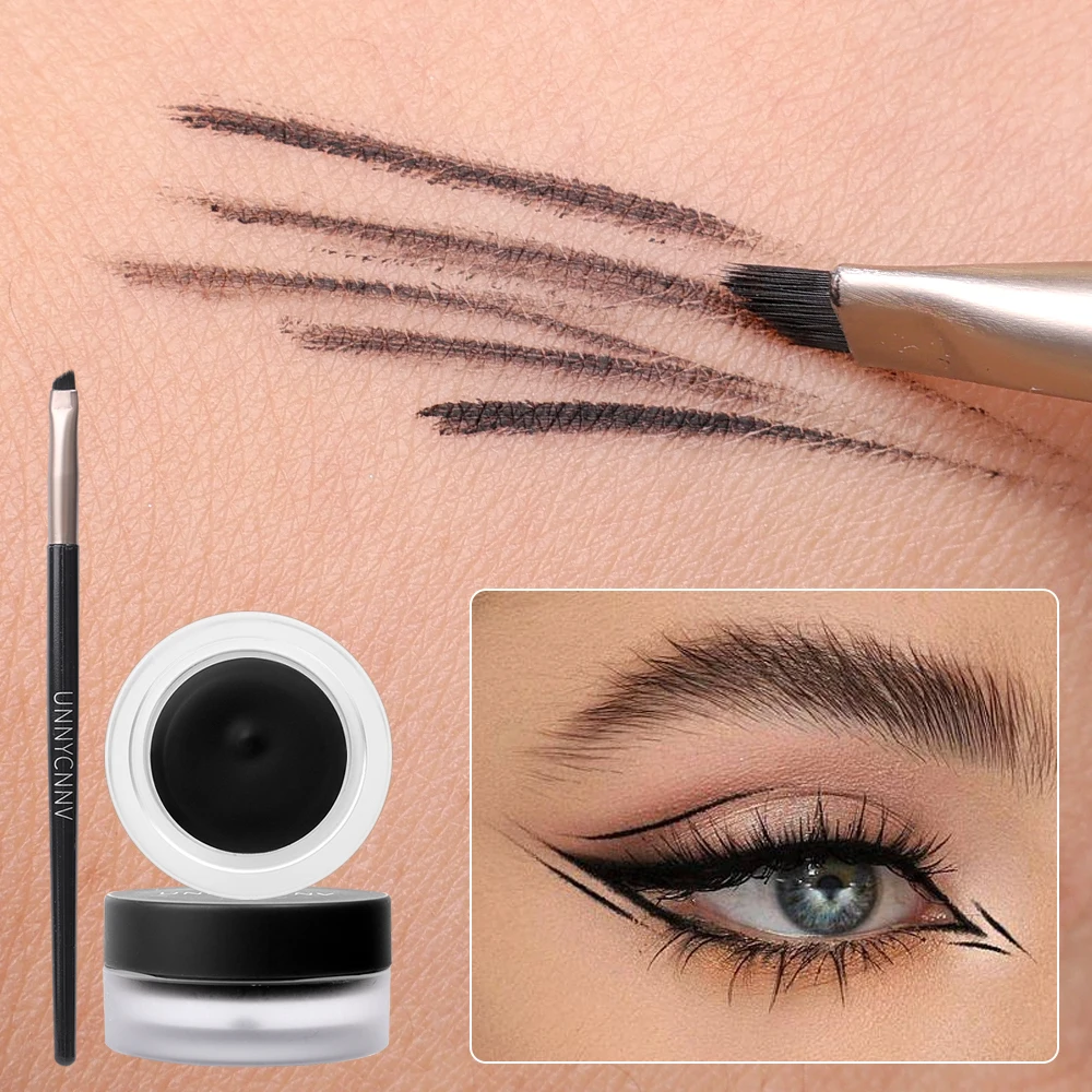 2 in 1 Eyeliner crema Gel per sopracciglia con pennello impermeabile a lunga durata nero opaco marrone facile da indossare Eyeliner trucco coreano