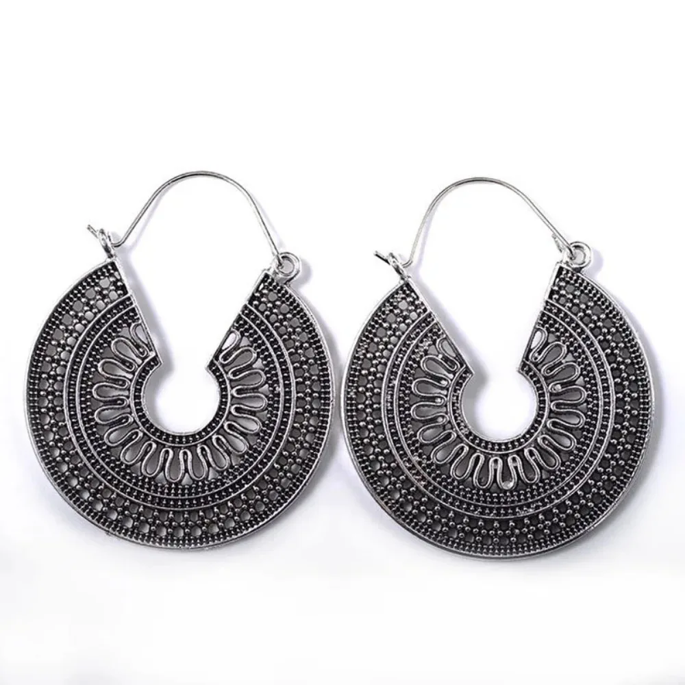 SUMENG 2024 New Vintage Ethnic Hollow Flower Gypsy Dangle Trible Drop Earring for Women Indian Fashion Jewelry Gifts