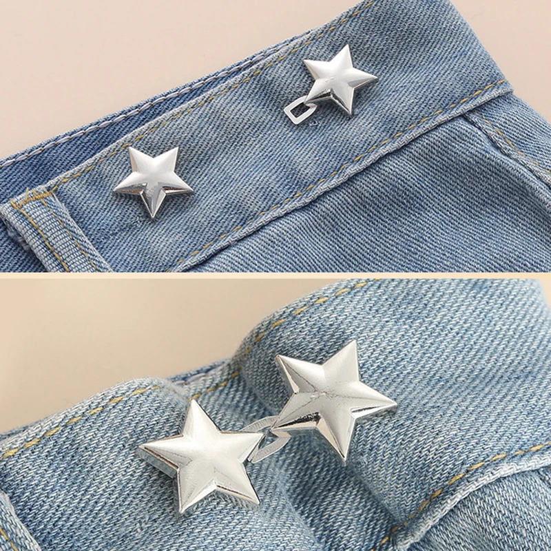 1 Paar abnehmbare Metallstern-Taillenknöpfe für Röcke und Hosen, verstellbare, nähfreie Schnallen für Jeans, zur Taillenverengung, Brosche. – Detail 7